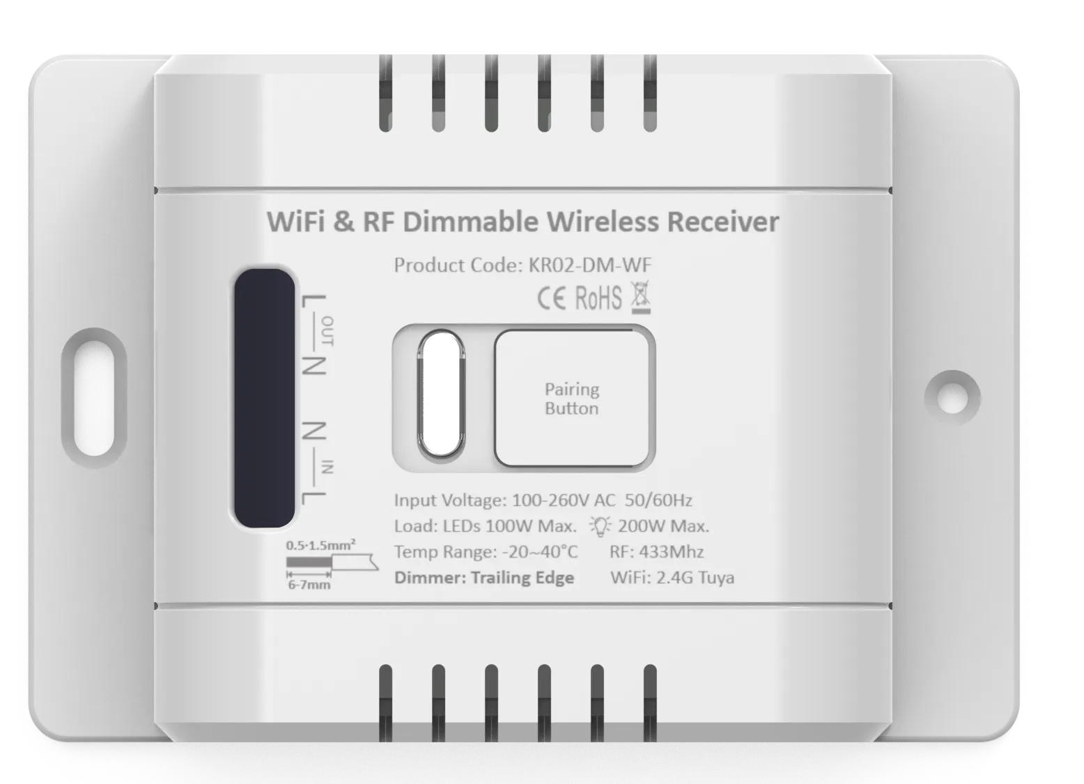 A white rectangular wireless receiver device with a rotary dial, product code, and brand ZK808A visible on the front.