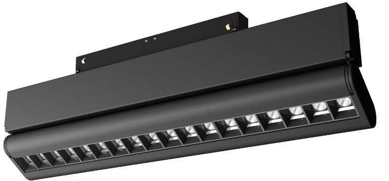 Black LED folding lamp for magnetic track lighting system