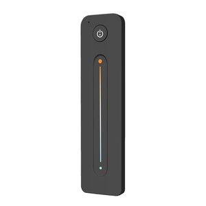 A black remote control with a color temperature touch slider and a power button.