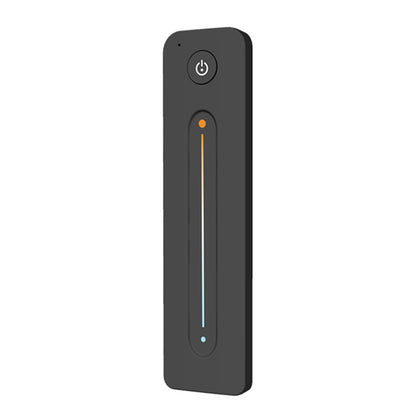 A black remote control with a color temperature touch slider and a power button.