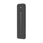 A black remote control with a single colour adjustment touch slide and a power button.