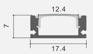 Aluminum profile with dimensions labeled