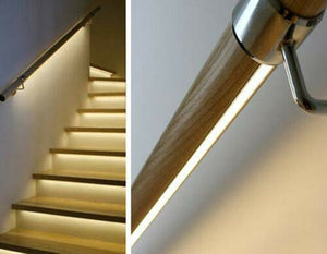 LED Handrail Lighting Kit - Chrome Brackets & Endcaps 3.6m