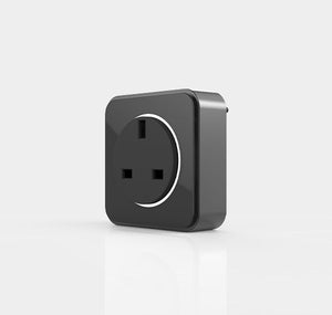 A black power track charging port with a white outline around the socket holes, set against a white background.
